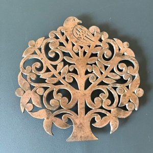 Copper Partridge In A Pear Tree Trivet Farmhouse Wall Bird Decor Vintage